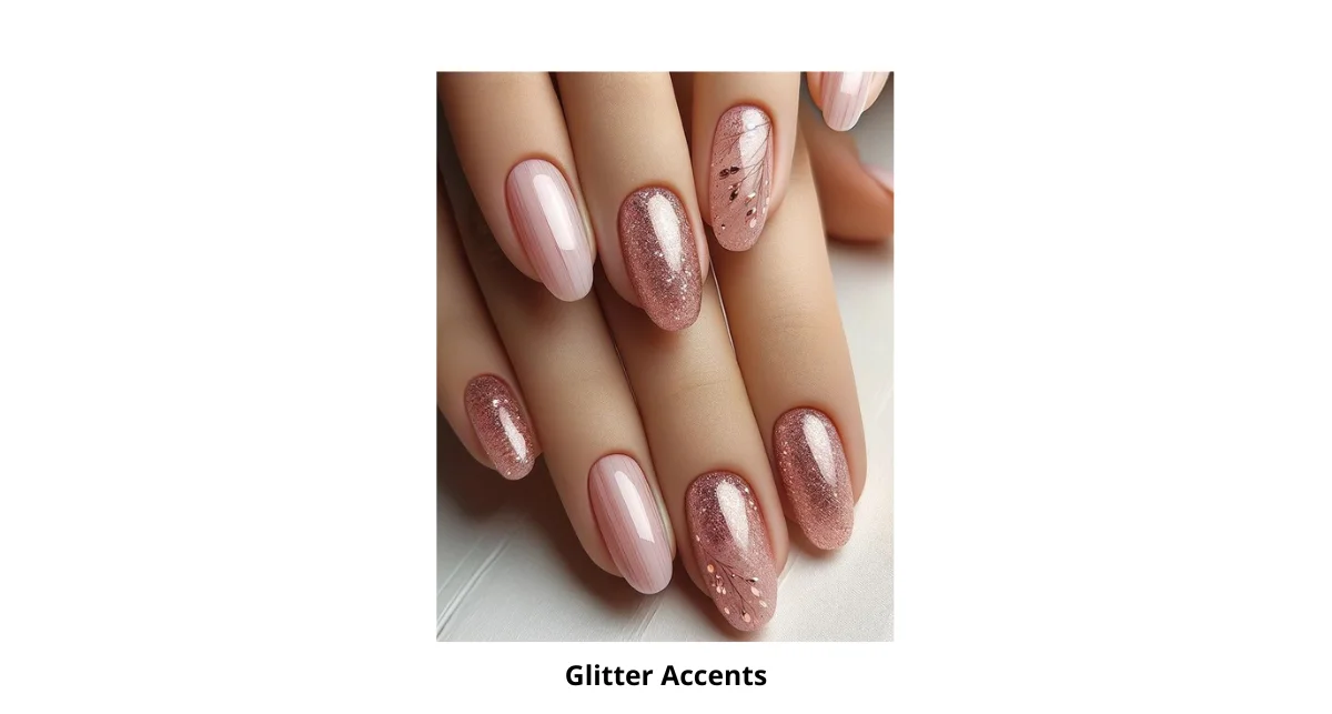 Glitter Accents Oval Nails Design