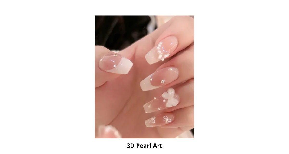 3D Pearl Art Nail Design