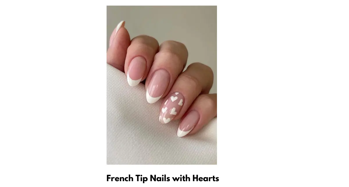 French Tip Nails with Hearts