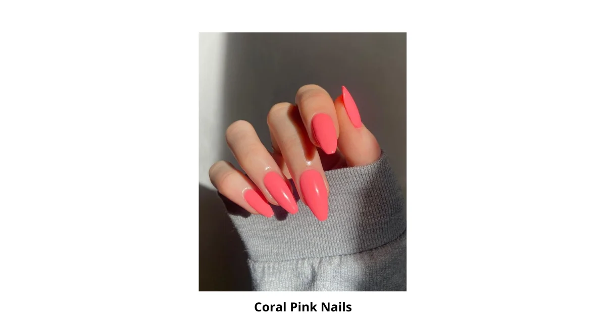 Coral Pink Nails Design