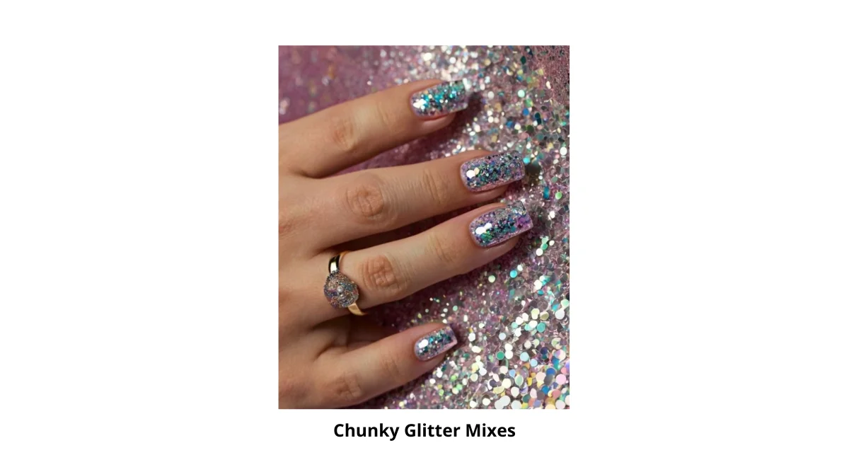 Chunky Glitter Mixes Nails Design