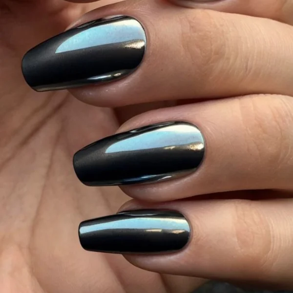 Gunmetal Gloss Nail Design